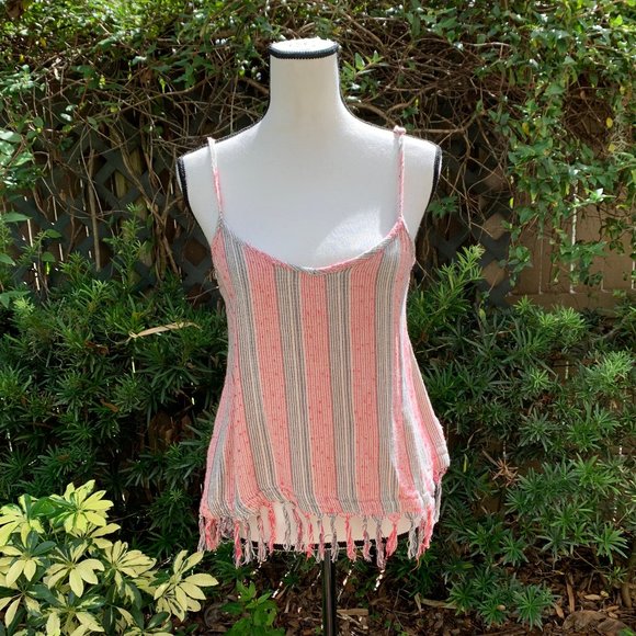 Billabong Tops - Billabong Size L Fringe Tassel Trim Boho Tank Top